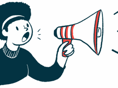 taladegib | Pulmonary Fibrosis News | IPF clinical trial | illustration of woman with megaphone