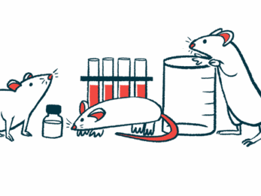 An illustration showing three mice in a research lab.