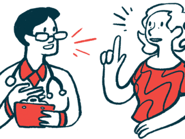 PF risk | Pulmonary Fibrosis News | illustration of doctor talking to patient