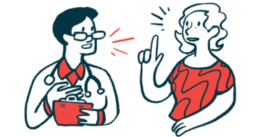 An illustration shows two people talking.