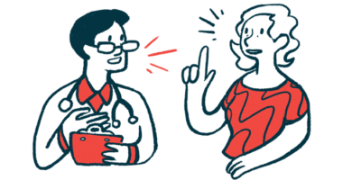 An illustration shows two people talking.