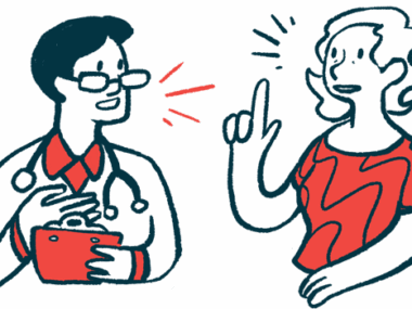 An illustration shows two people talking.