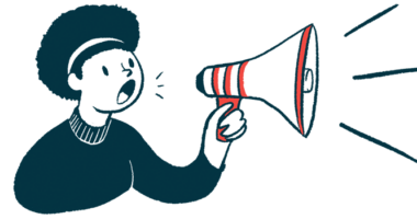 An illustration of a person speaking into a handheld megaphone.