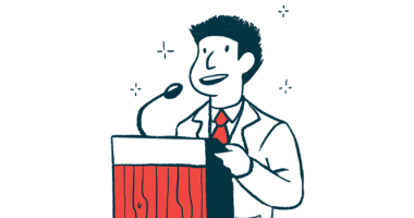 docuseries | Pulmonary Fibrosis News | illustration of man speaking at podium