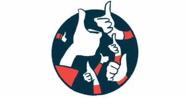 Multiple hands are seen giving the thumbs up sign from inside a black circle.