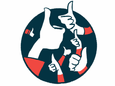 Multiple hands are seen giving the thumbs up sign from inside a black circle.