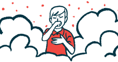 A child, surrounded by fumes and particles, is shown coughing