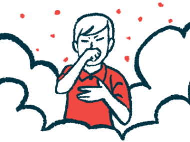 A child, surrounded by fumes and particles, is shown coughing
