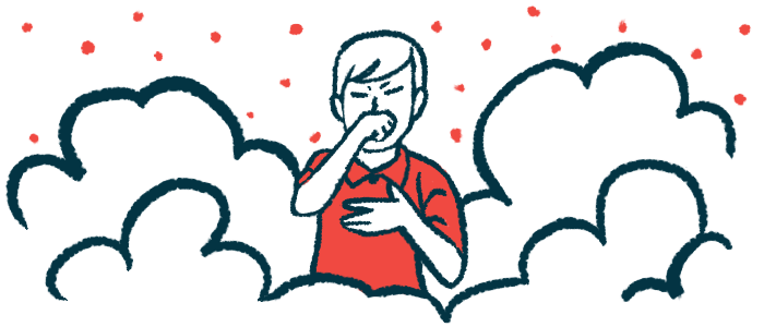 A child, surrounded by fumes and particles, is shown coughing