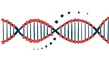 A close-up illustration of a DNA strand highlights its double-helix structure.
