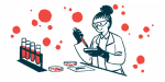 A scientist working in a lab is shown in this illustration.