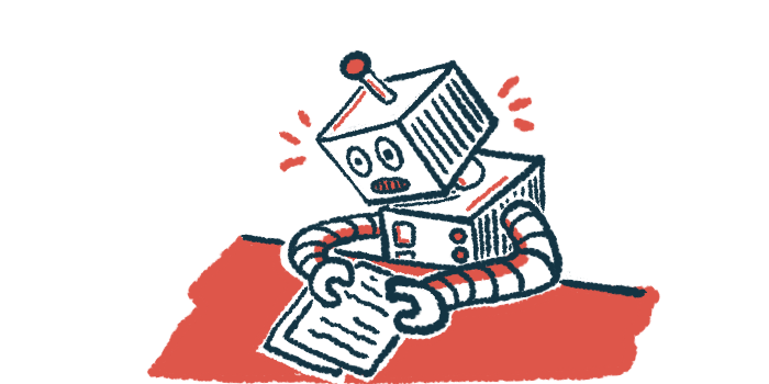 In this machine learning illustration, a robot is seen reading document pages.