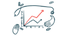 Two hands, a stethoscope and a handful of oral medications surround a graph labeled 