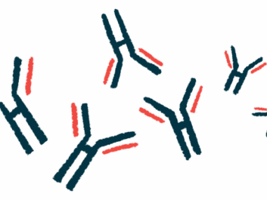 An illustration provides a close-up view of antibodies.